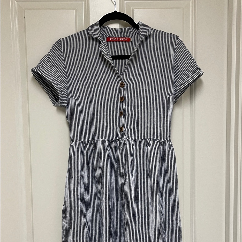 Pyne & Smith Cosette Striped Button-Front Midi Dress